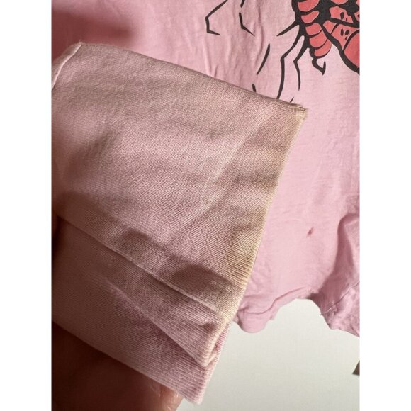 Vintage Y2K RARE Grail pink long slv tshirt butterfly graphic L retro coquette - Picture 8 of 13